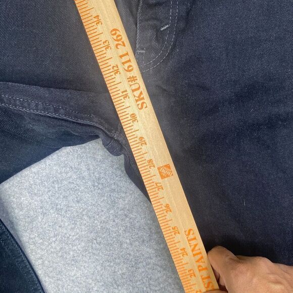 Levis 505 Jeans Mens 36x32 Black Regular Fit Straight Leg Dark Wash Denim Cotton - Picture 5 of 11